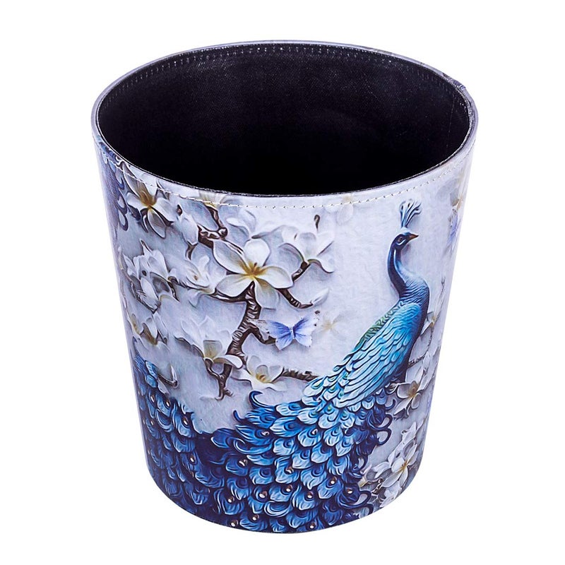 Scakbyer 10L/2.64 Gallon PU Leather Trash Can Decorative Waterproof Wastebasket Paper Basket Garbage Bin for Home Office Bathroom - Image 2